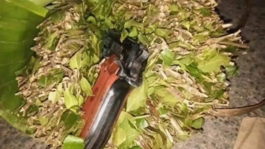 Police Arrest A Suspect Hiding A Handgun Inside A Miraa (Khat) Bundle As Marsabit Disarmament Operation Continues